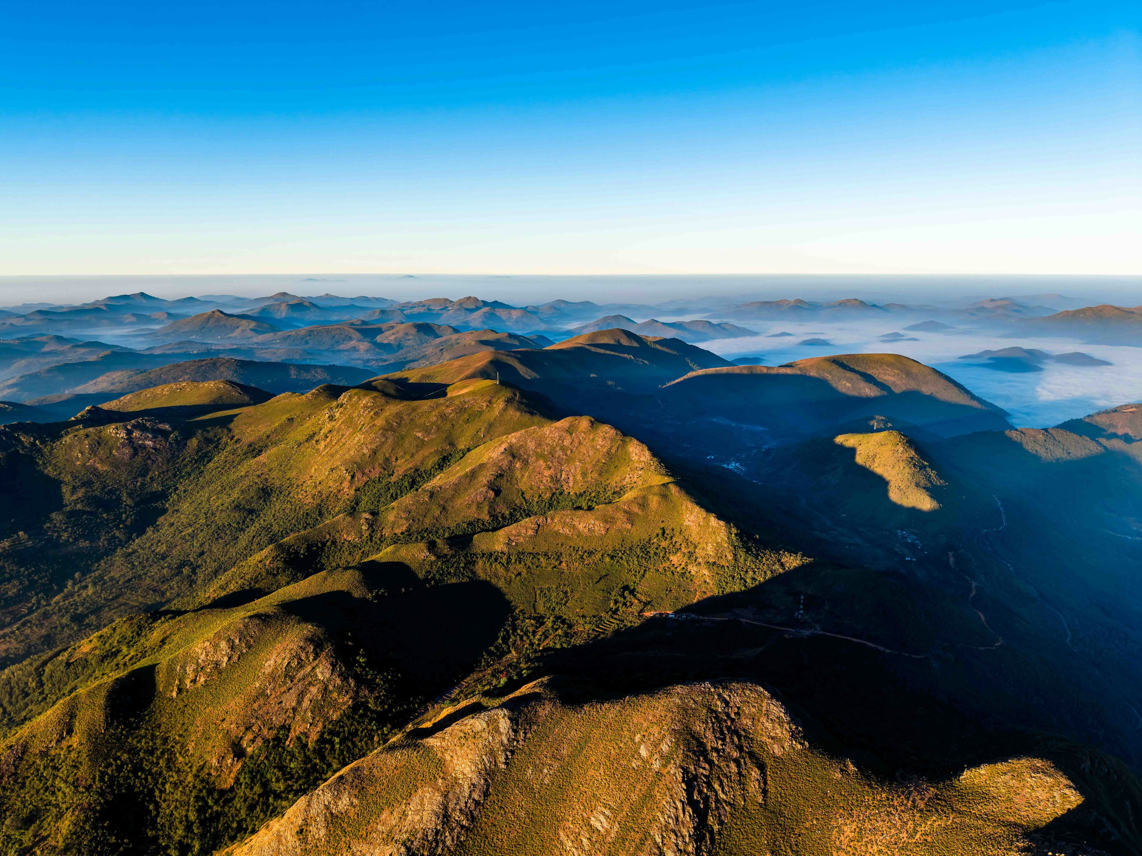 Aerial view of mountains and sky